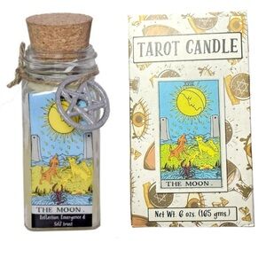 NIB Tarot Card “The Moon” Scented Smudge Candle w/ Herbs & Stones with Charm